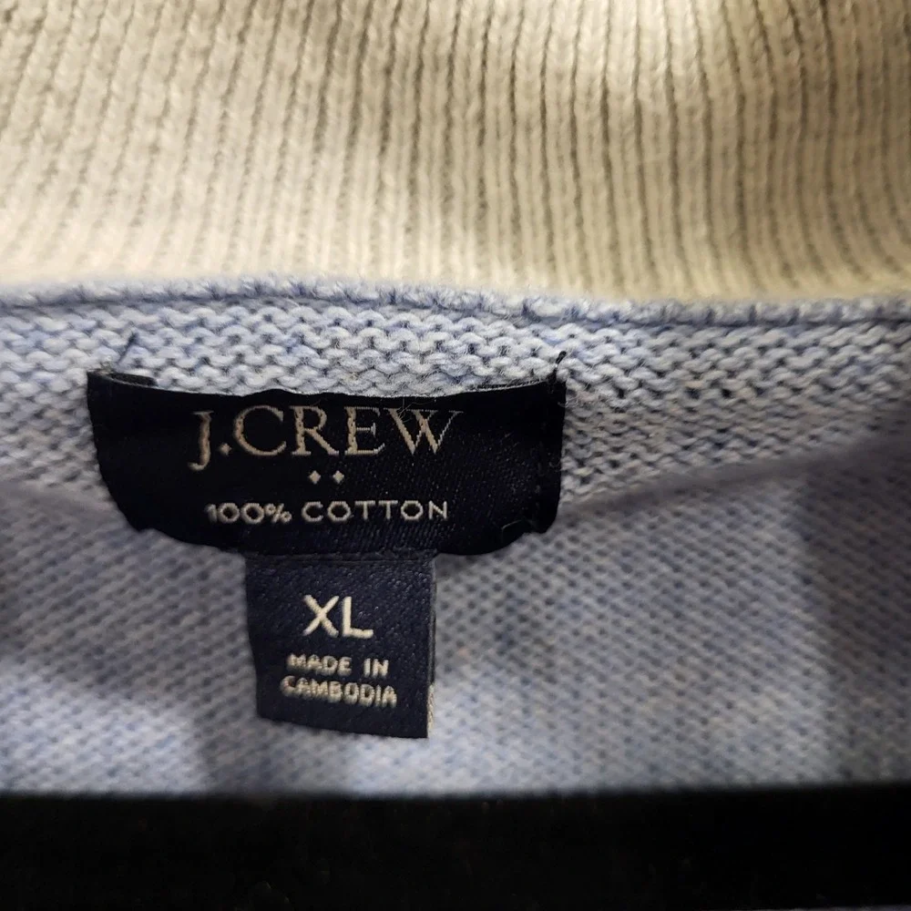J. Crew Quarter Zip Pullover Sweater Men's XL Cotton Preppy Coastal Office Cozy